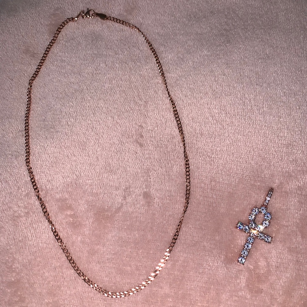 Rose Gold Cubic Zirconia Cross
